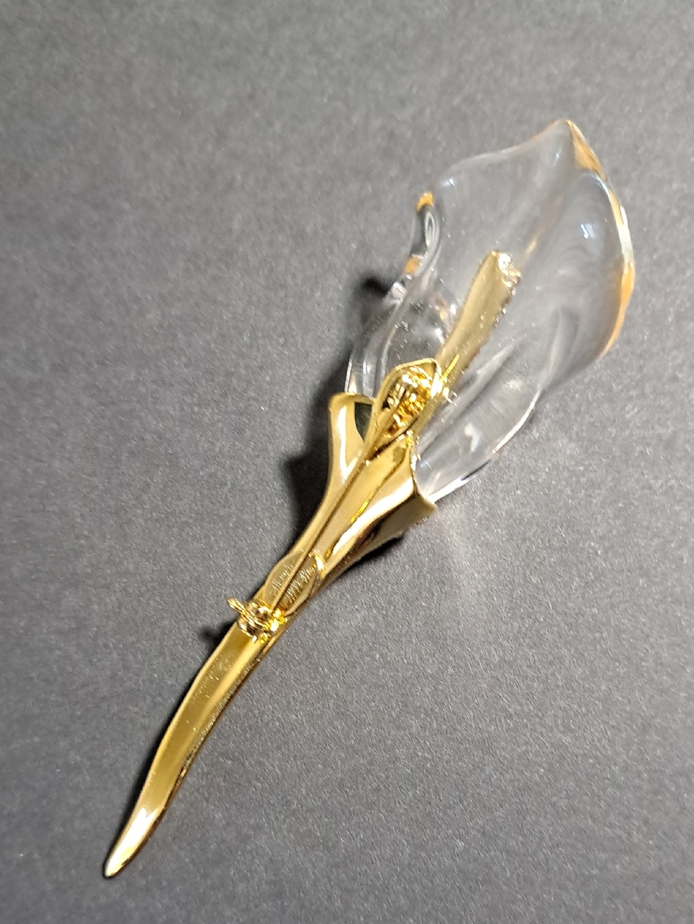 Alexis Bittar Vintage RARE Clear Lucite Calla Lily Brooch Swarovski Crystals - Picture 3 of 10
